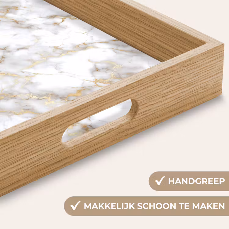 Gouden aders - Marmer - Wit Dienblad Rechthoek middel 911 -USP_HandgreepNL