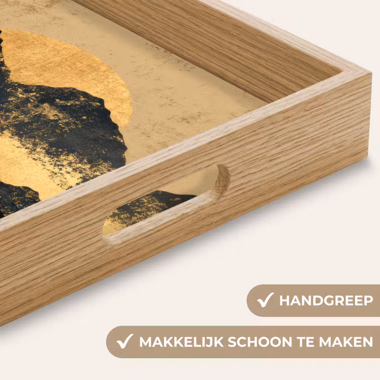 Gouden Bergen bij Maanlicht Dienblad Rechthoek middel -USP_HandgreepNL