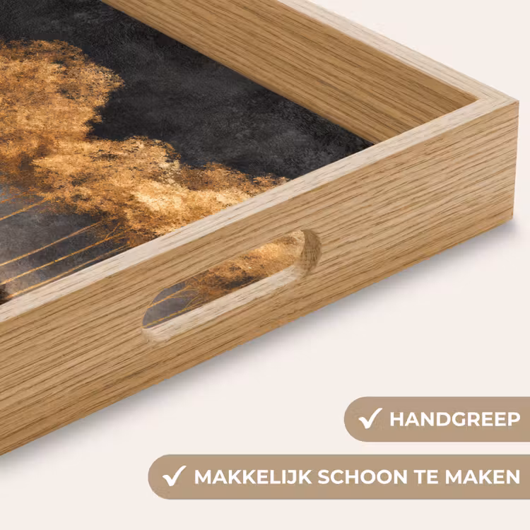 Gouden Bomen in Mistig Landschap Dienblad Rechthoek middel -USP_HandgreepNL
