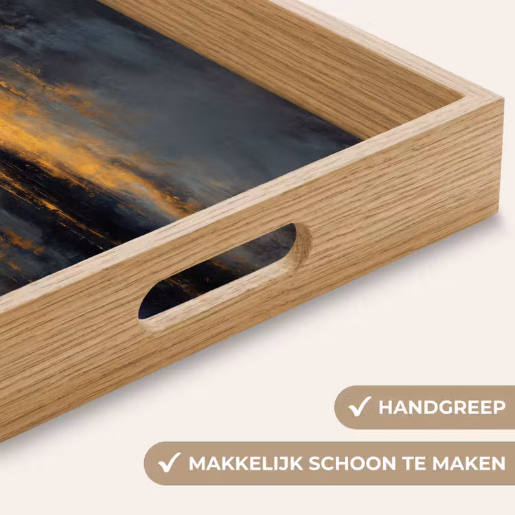Gouden Reflectie op Water Dienblad Rechthoek middel -USP_HandgreepNL