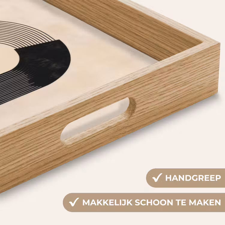 Grafisch gebogen motief - Beige Dienblad Rechthoek middel -USP_HandgreepNL