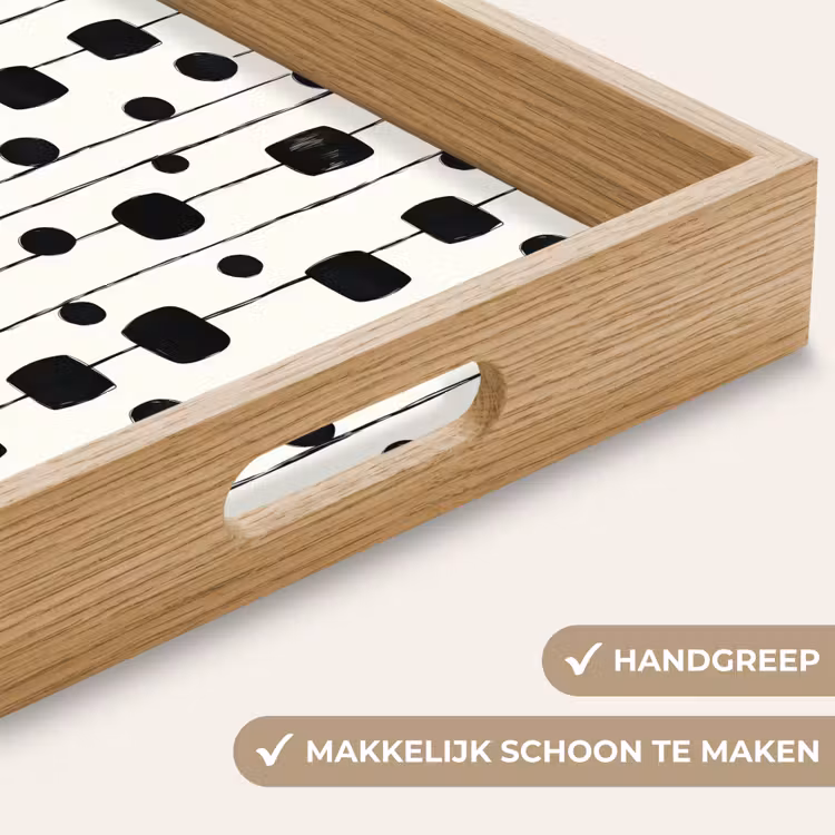 Grafisch - Modern - Zwart Dienblad Rechthoek middel 911 -USP_HandgreepNL