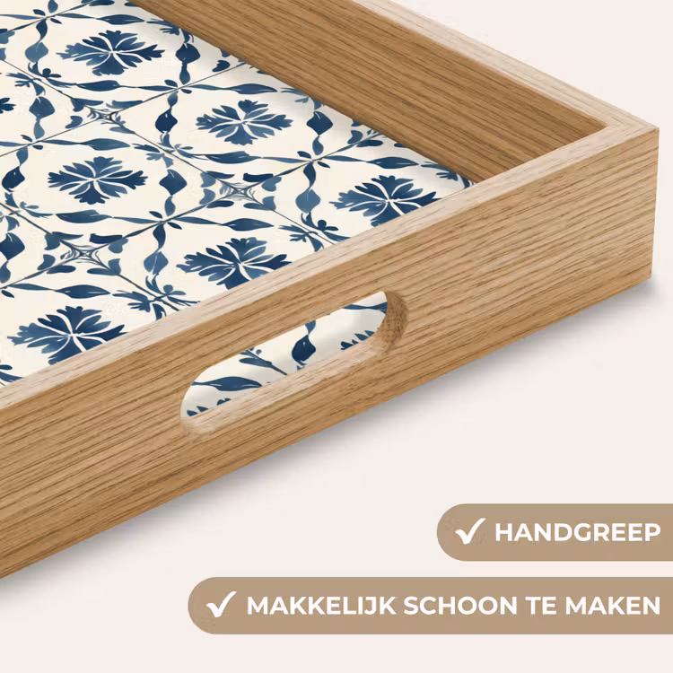 Grafisch - Tegel - Blauw Dienblad Rechthoek middel 911 -USP_HandgreepNL
