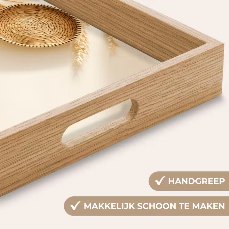 Granen - Hout - Kom - Beige Dienblad Rechthoek middel -USP_HandgreepNL