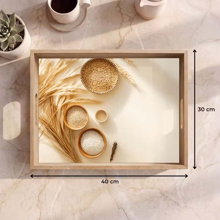 Granen - Hout - Kom - Beige Dienblad Rechthoek middel -USP_Formaat