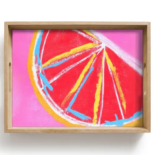 Grapefruit - Geschilderd - Roze - Strepen Dienblad Rechthoek middel -z3d_shopping
