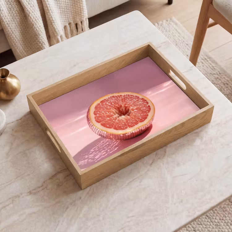 Grapefruit - Roze - Disco - Shiny Dienblad Rechthoek middel -sfeer1