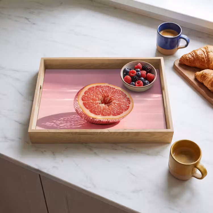 Grapefruit - Roze - Disco - Shiny Dienblad Rechthoek middel -sfeer2