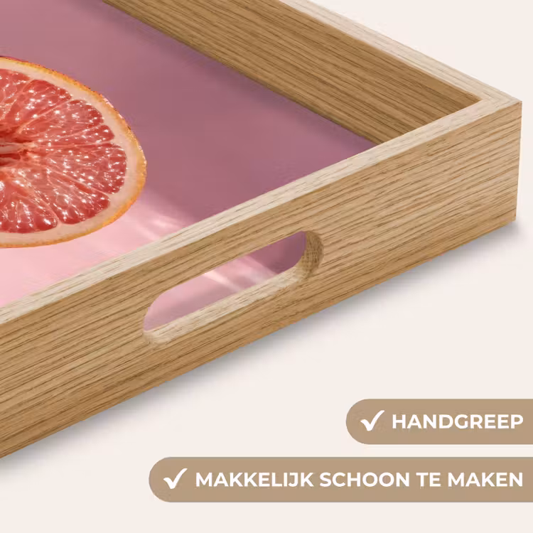 Grapefruit - Roze - Disco - Shiny Dienblad Rechthoek middel -USP_HandgreepNL