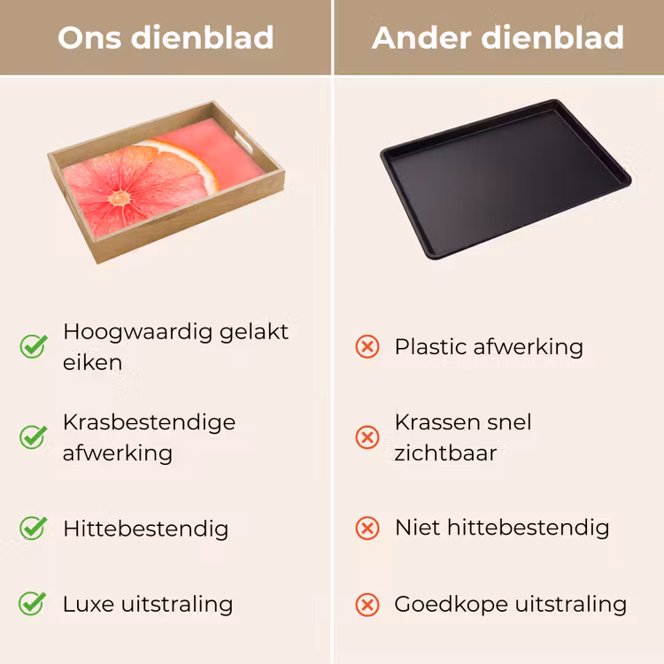 Grapefruit - Roze - Levendig Dienblad Rechthoek middel -USP_VergelijkingNL
