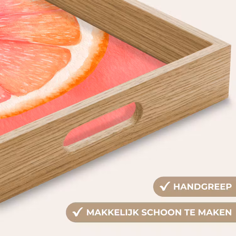 Grapefruit - Roze - Levendig Dienblad Rechthoek middel -USP_HandgreepNL