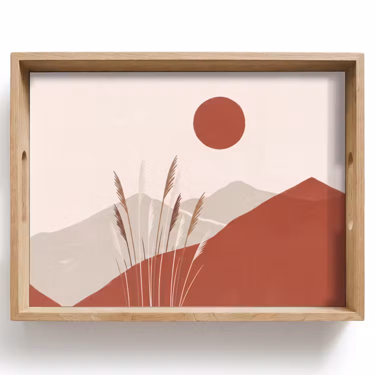 Gras - Landschap - Natuur - Abstract - Beige Dienblad Rechthoek middel -z3d_shopping