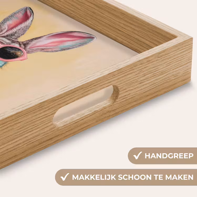Grijs - Konijn - Blouse - Strik Dienblad Rechthoek middel -USP_HandgreepNL