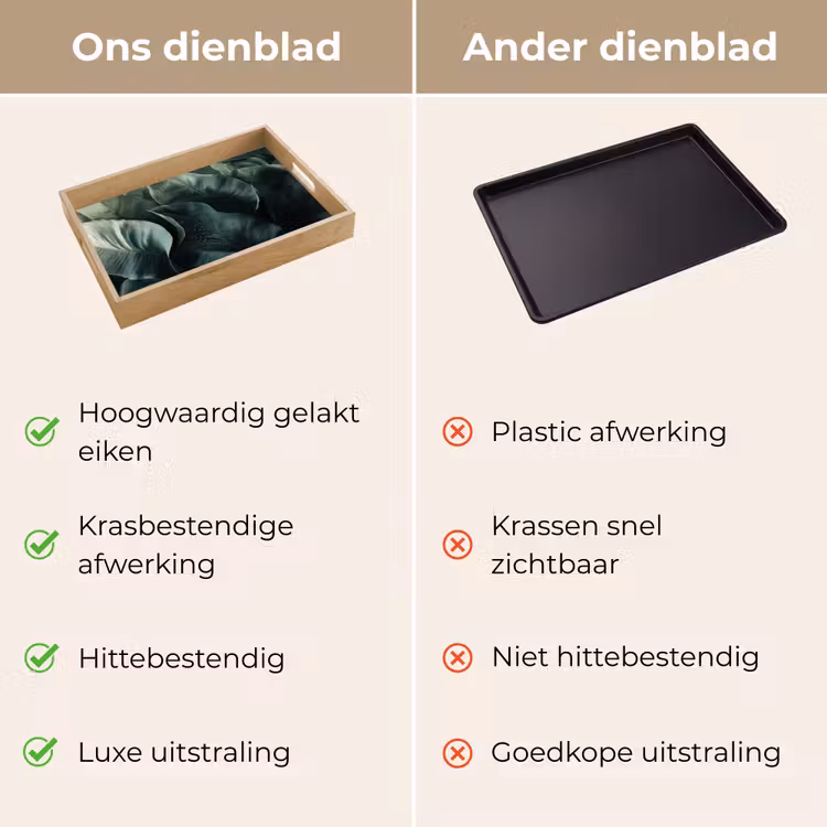 Groen - Bladeren - Glad - Nerven Dienblad Rechthoek middel -USP_VergelijkingNL