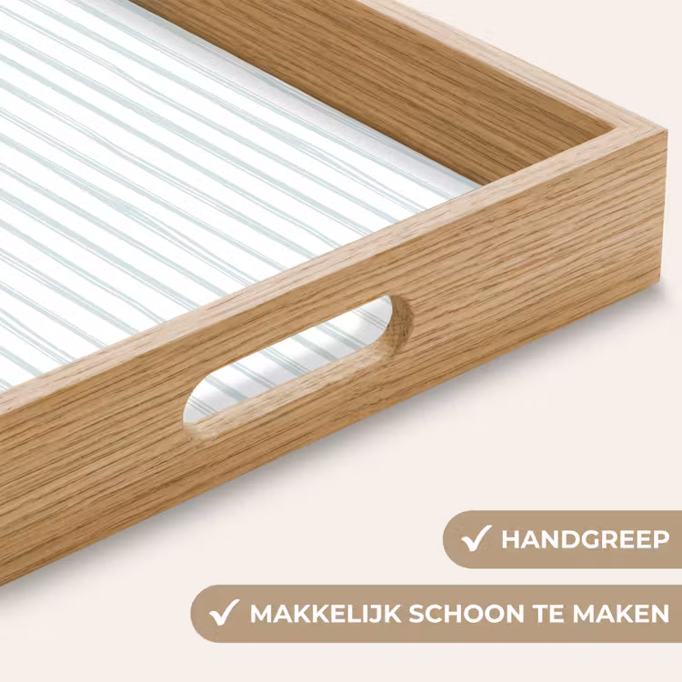Groen - Strepen - Patroon Dienblad Rechthoek middel 911 -USP_HandgreepNL