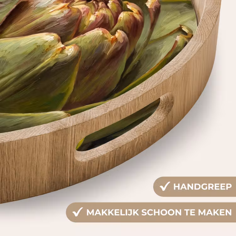 Dienblad - Groente - Artisjok - Groen - Groente - Artisjok - Groen Dienblad Rond middel