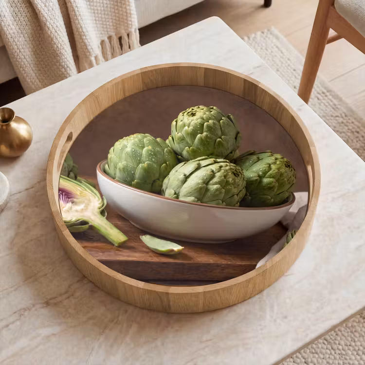 Dienblad - Groenten - Artisjok - Keuken - Groenten - Artisjok - Keuken Dienblad Rond middel