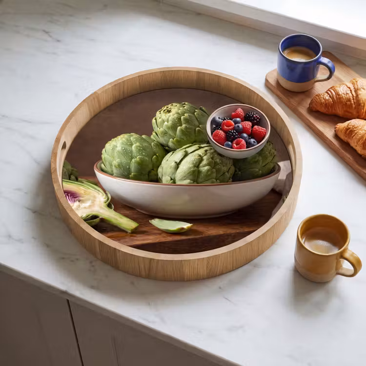Dienblad - Groenten - Artisjok - Keuken - Groenten - Artisjok - Keuken Dienblad Rond middel