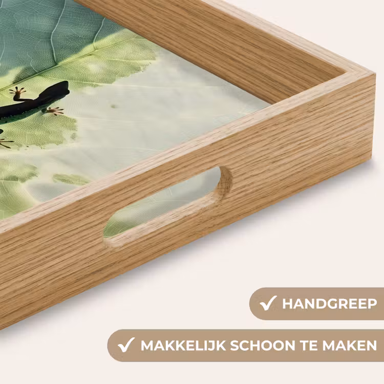 Hagedis - Blad - Nerven - Groen Dienblad Rechthoek middel -USP_HandgreepNL
