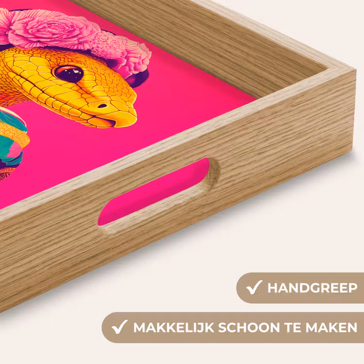 Hagedis - Bloemen - Roze - Kimono Dienblad Rechthoek middel -USP_HandgreepNL