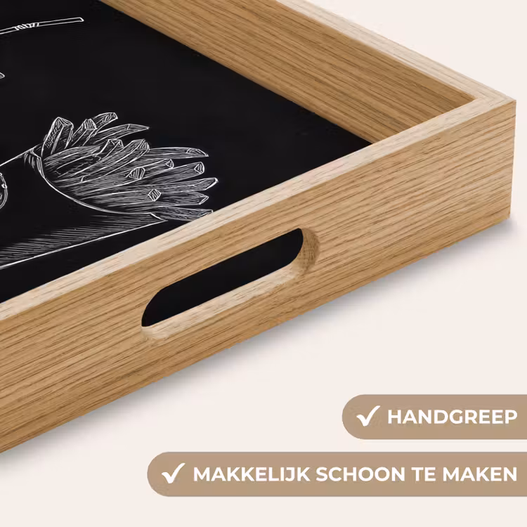 Hamburger - Friet - Frisdrank - Krijttekening Dienblad Rechthoek middel -USP_HandgreepNL