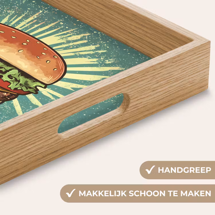 Hamburger - Illustratie - Sla - Kaas Dienblad Rechthoek middel -USP_HandgreepNL