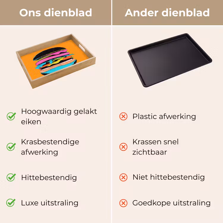 Hamburger - Kleurrijk - Speels Dienblad Rechthoek middel -USP_VergelijkingNL