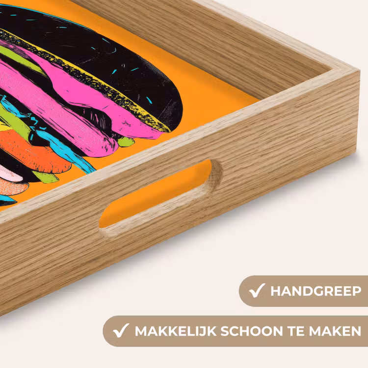 Hamburger - Kleurrijk - Speels Dienblad Rechthoek middel -USP_HandgreepNL