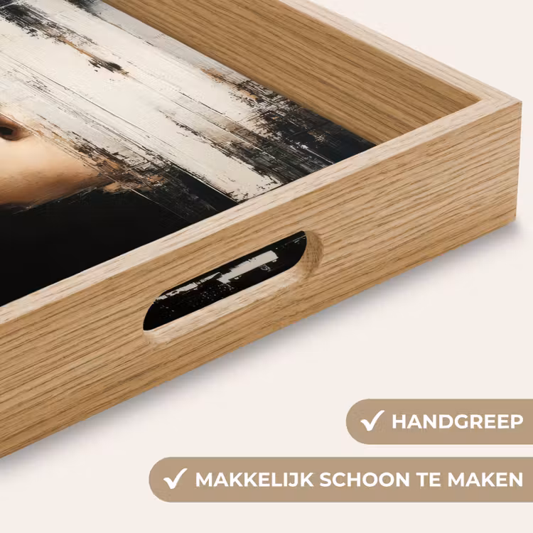 Hand - Gezicht - Strepen - Abstract Dienblad Rechthoek middel -USP_HandgreepNL