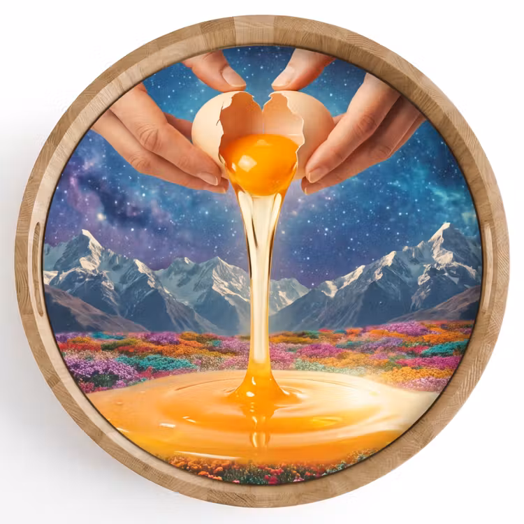 Dienblad - Handen - Ei - Surrealisme - Handen - Ei - Surrealisme Dienblad Rond middel