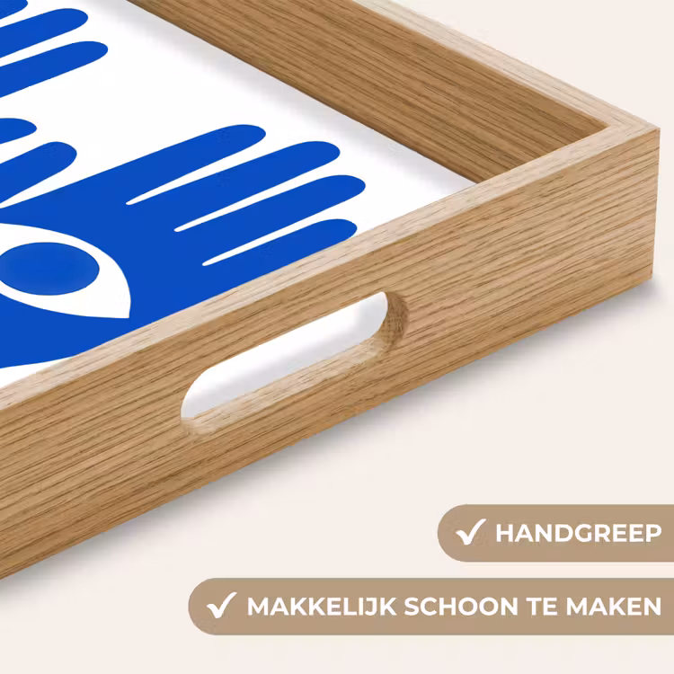 Handen - Twee - Ogen - Blauw Dienblad Rechthoek middel -USP_HandgreepNL
