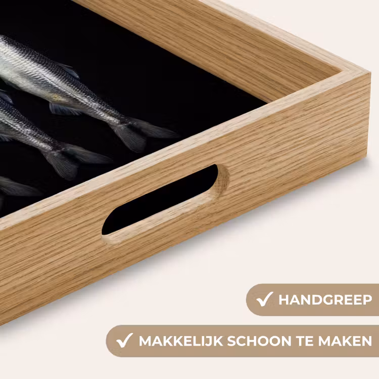 Haring - Vissen - Zwart Dienblad Rechthoek middel -USP_HandgreepNL