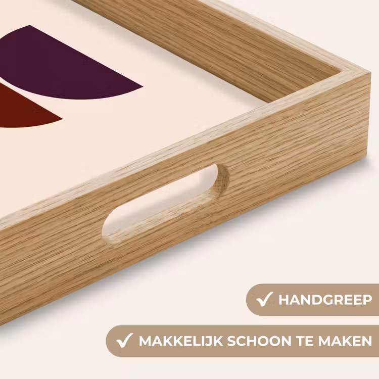 Harmonieus - Symmetrisch - Rood Dienblad Rechthoek middel -USP_HandgreepNL