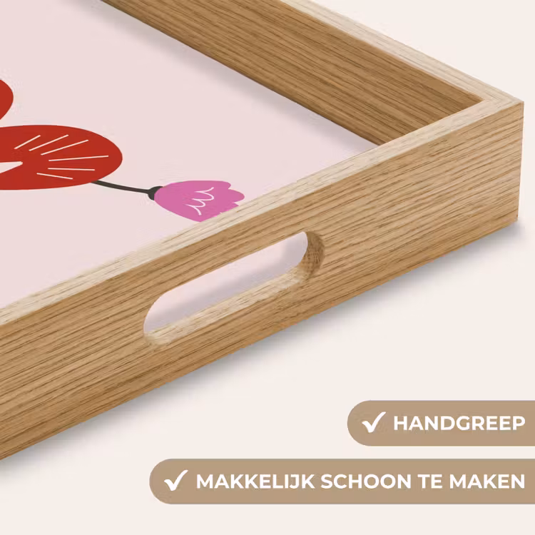 Hart - Rood - Bloem - Moeder Dienblad Rechthoek middel -USP_HandgreepNL