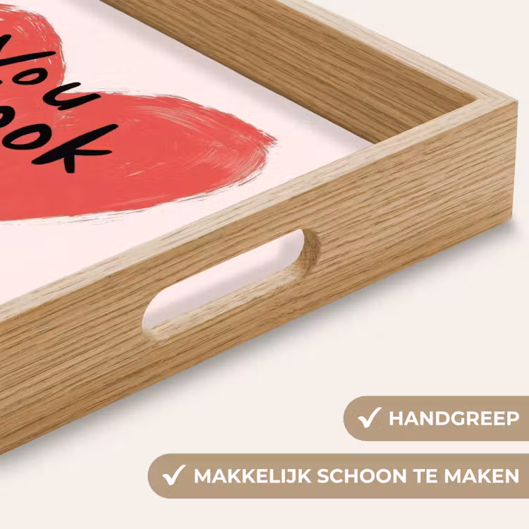 Hart - Rood - Valentijn Dienblad Rechthoek middel -USP_HandgreepNL
