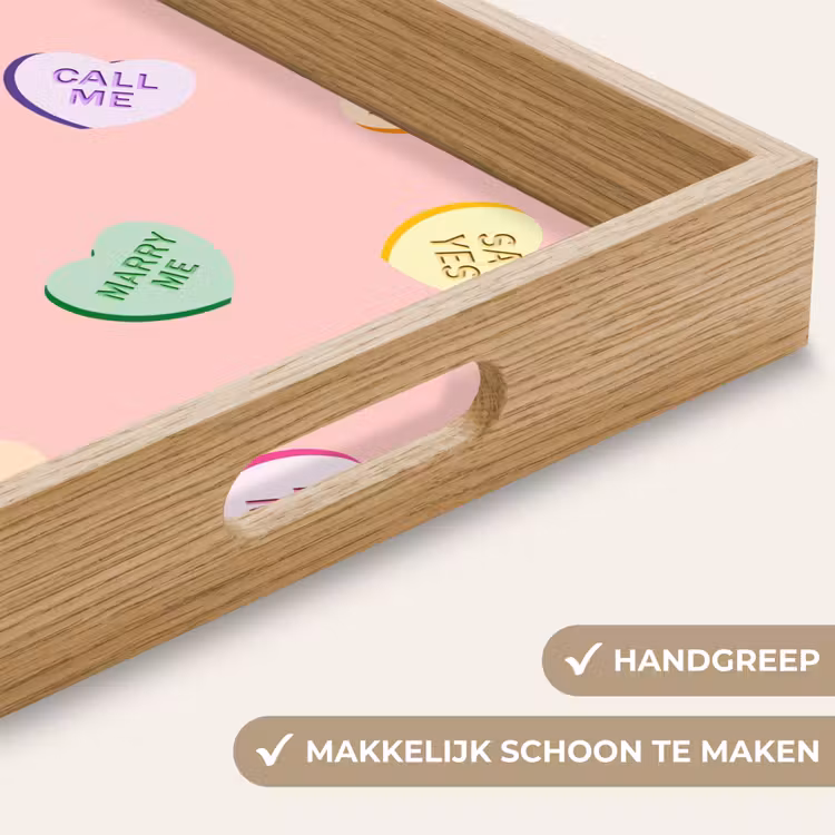 Hart - Snoep - Pastel - Tekst Dienblad Rechthoek middel -USP_HandgreepNL