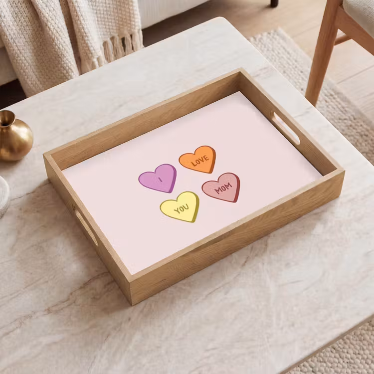 Hartjes - Pastel - Liefde - Moeder Dienblad Rechthoek middel -sfeer1