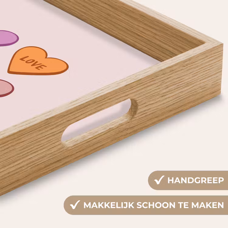 Hartjes - Pastel - Liefde - Moeder Dienblad Rechthoek middel -USP_HandgreepNL
