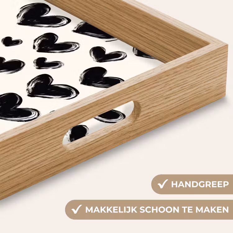 Hartjes - Patroon - Zwart Dienblad Rechthoek middel 911 -USP_HandgreepNL