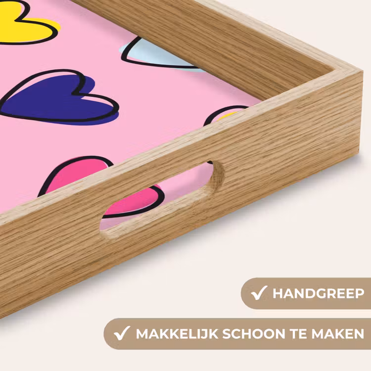 Hartjes - Valentijn - Patroon - Kleurrijk Dienblad Rechthoek middel -USP_HandgreepNL