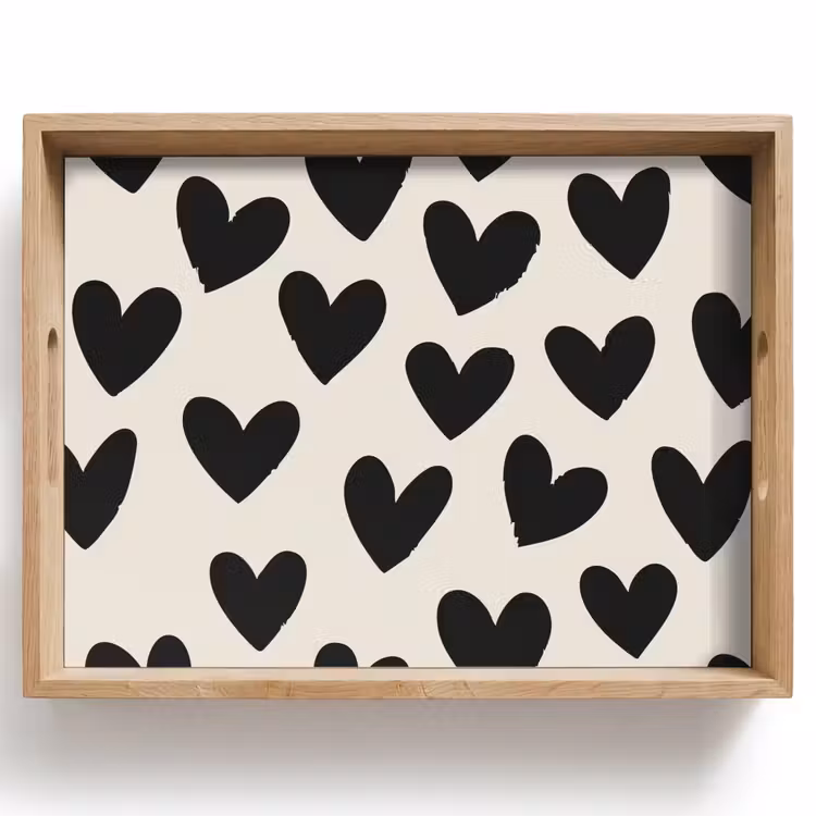 Hartjes - Zwart - Beige Dienblad Rechthoek middel -z3d_shopping