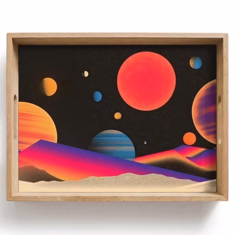 Hemel - Planeten - Felgekleurd Dienblad Rechthoek middel -z3d_shopping