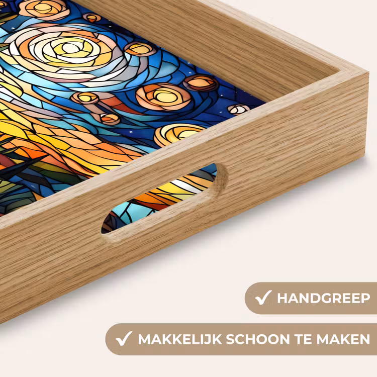 Hemel - Sterren - Mozaïek - Huizen Dienblad Rechthoek middel -USP_HandgreepNL
