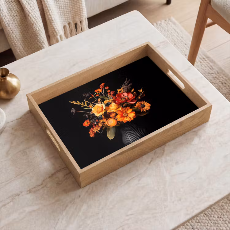 Herfst - Boeket - Oranje Dienblad Rechthoek middel -sfeer1