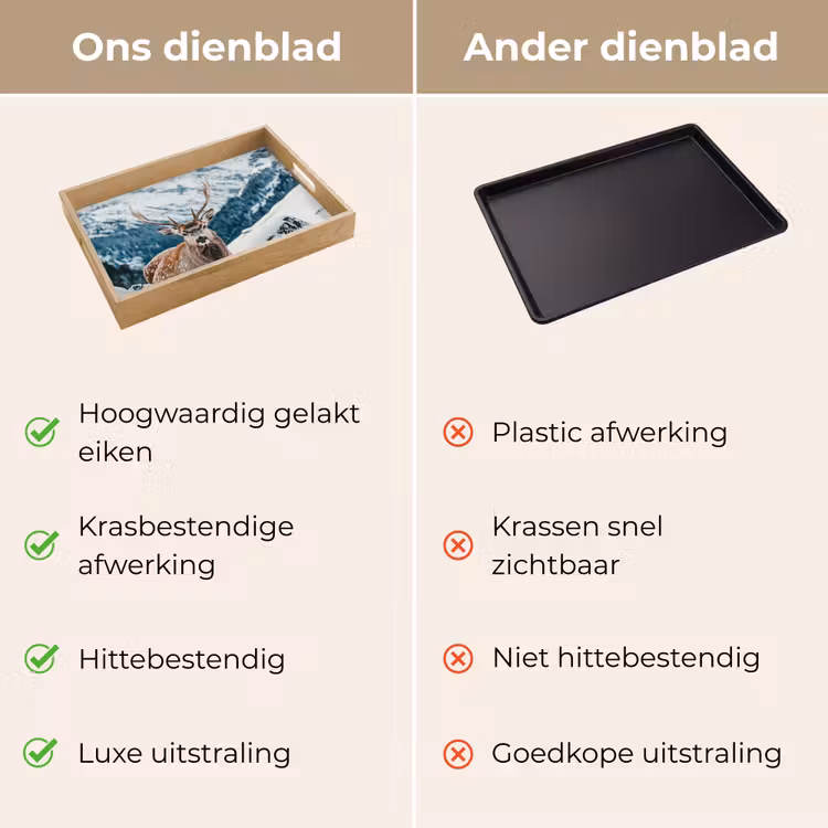 Hert - Landschap - Winter - Natuur - Dieren - Bergen Dienblad Rechthoek middel -USP_VergelijkingNL