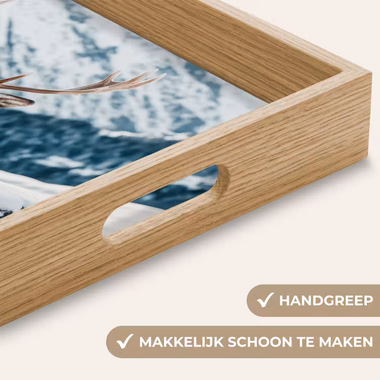 Hert - Landschap - Winter - Natuur - Dieren - Bergen Dienblad Rechthoek middel -USP_HandgreepNL