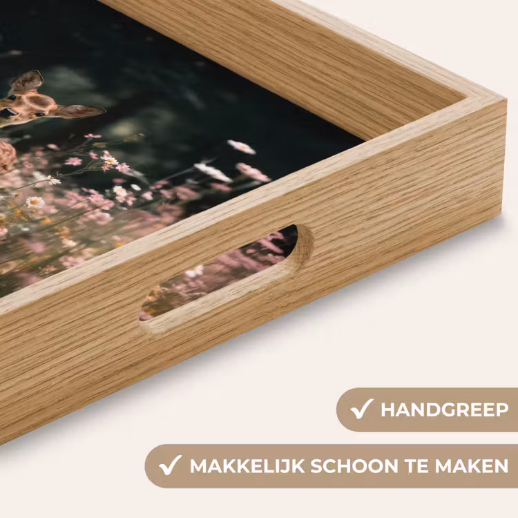 Hert - Wilde bloemen - Bos Dienblad Rechthoek middel -USP_HandgreepNL