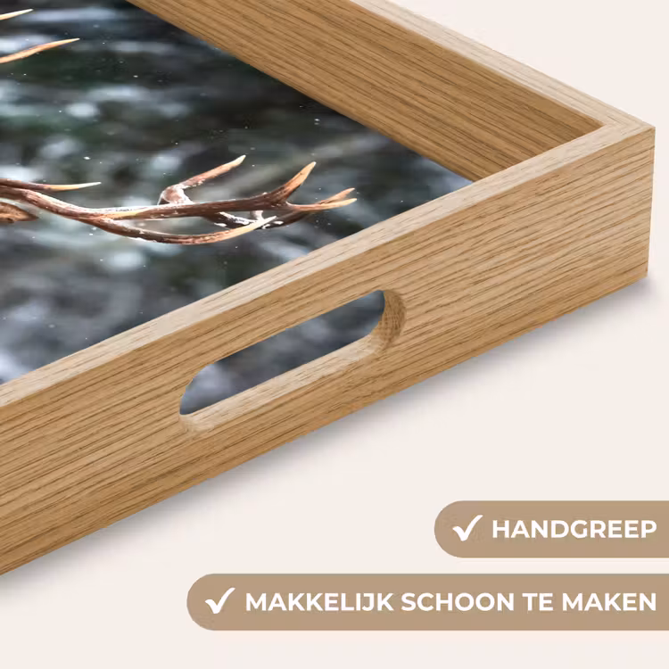 Hert - Winter - Sneeuw - Bos - Natuur - Dier Dienblad Rechthoek middel -USP_HandgreepNL