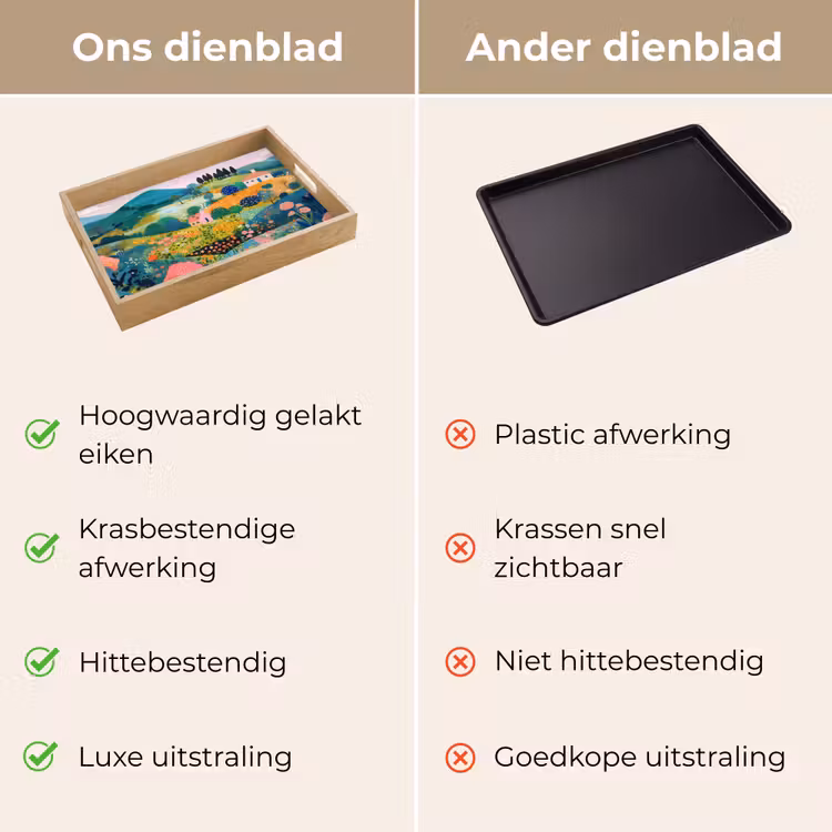 Heuvellandschap - Fantasierijk - Kleurcontrasten Dienblad Rechthoek middel -USP_VergelijkingNL
