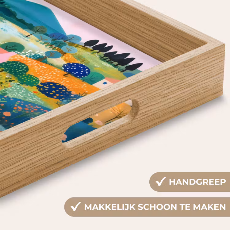 Heuvellandschap - Fantasierijk - Kleurcontrasten Dienblad Rechthoek middel -USP_HandgreepNL